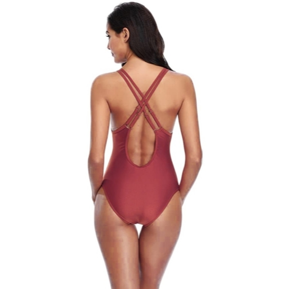 NWT MARINAVIDA Womens 2XL One Piece Wine Strap Low Back Bathing Suit - Picture 4 of 5